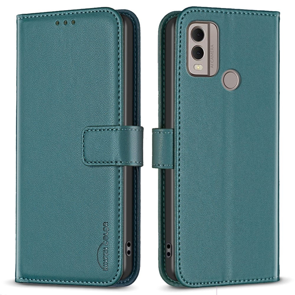 Nokia C22 Leather Flip Case with Wallet and Stand Function - Green