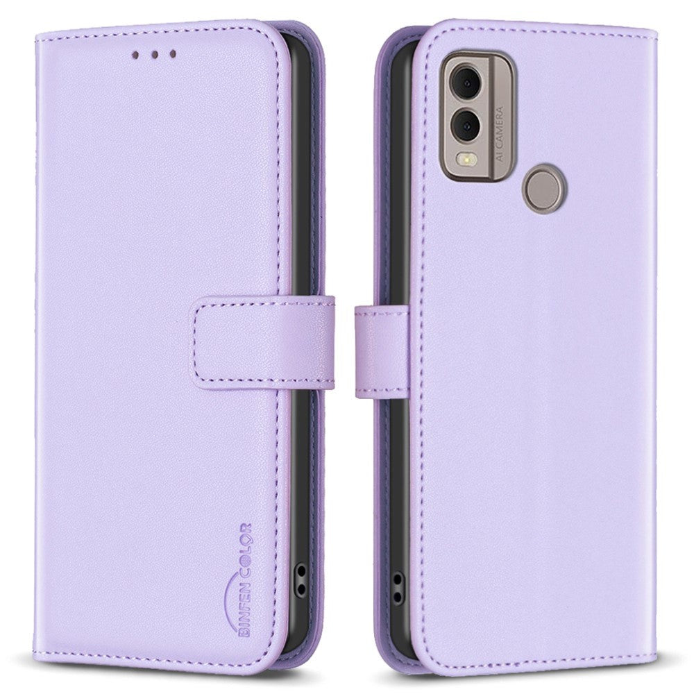 Nokia C22 Leather Flip Case with Wallet and Stand Function - Purple