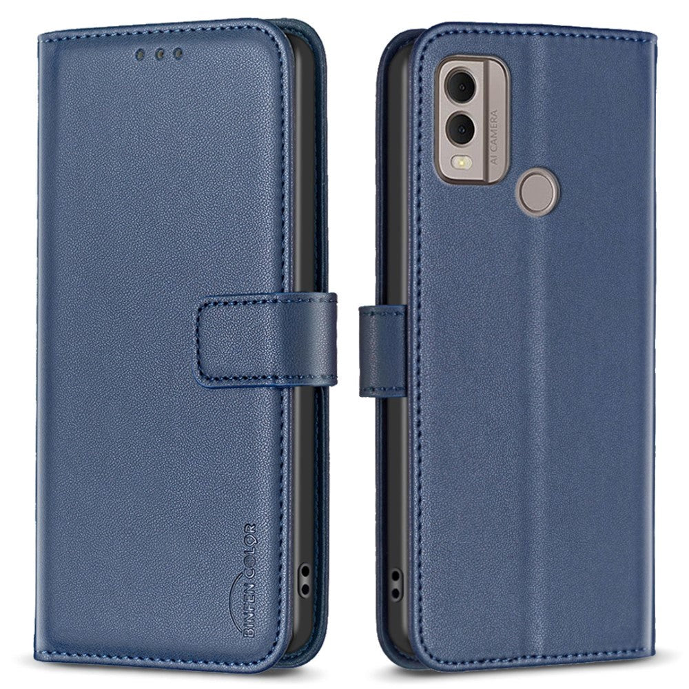 Nokia C22 Leather Flip Case with Wallet and Stand Function - Blue