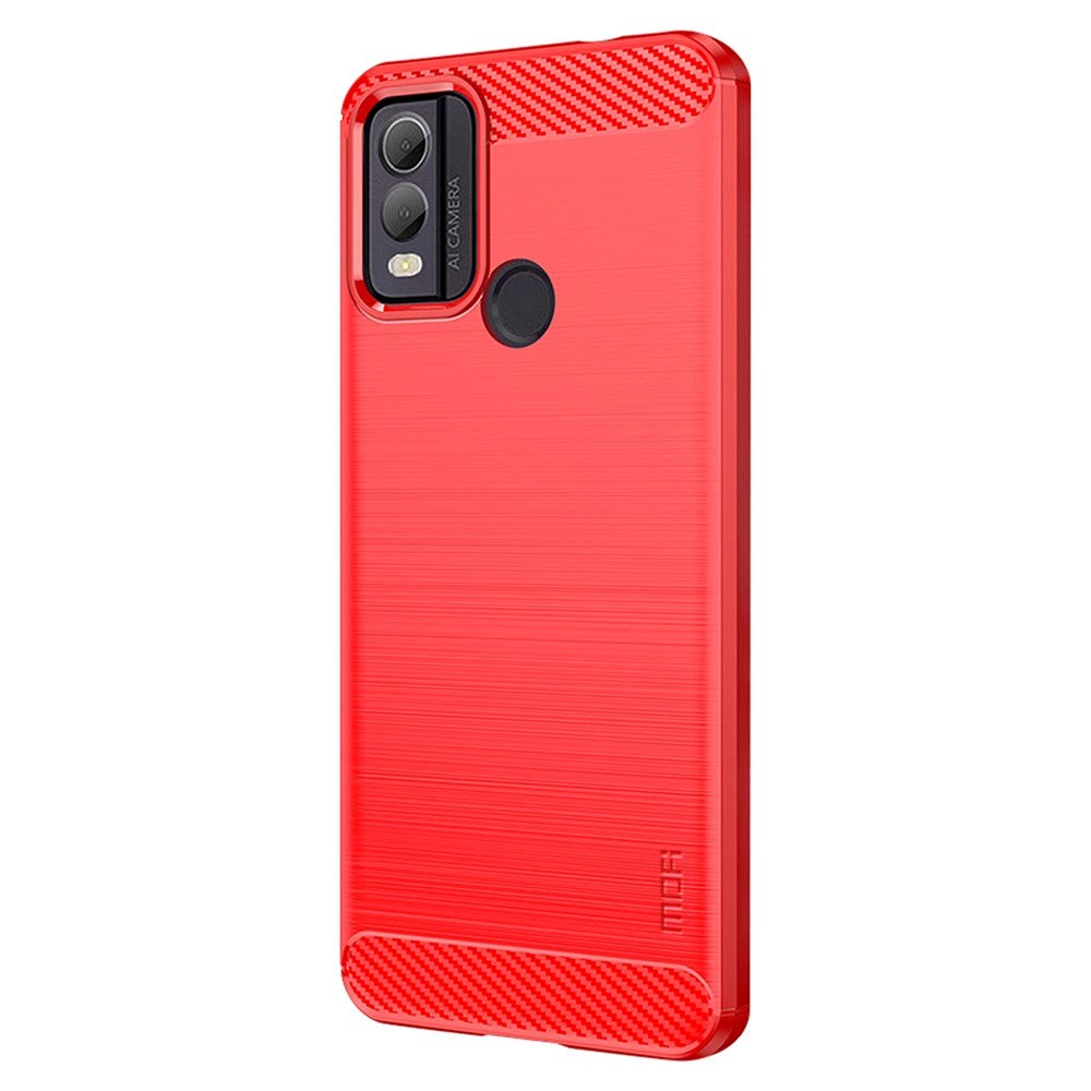 Nokia C22 Mofi Brushed Carbon Fiber Flexible Plastic Case - Red