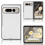 Google Pixel Fold Leather Covered Plastic Case - White Carbon