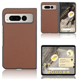 Google Pixel Fold Leather Covered Plastic Case - Brown Carbon