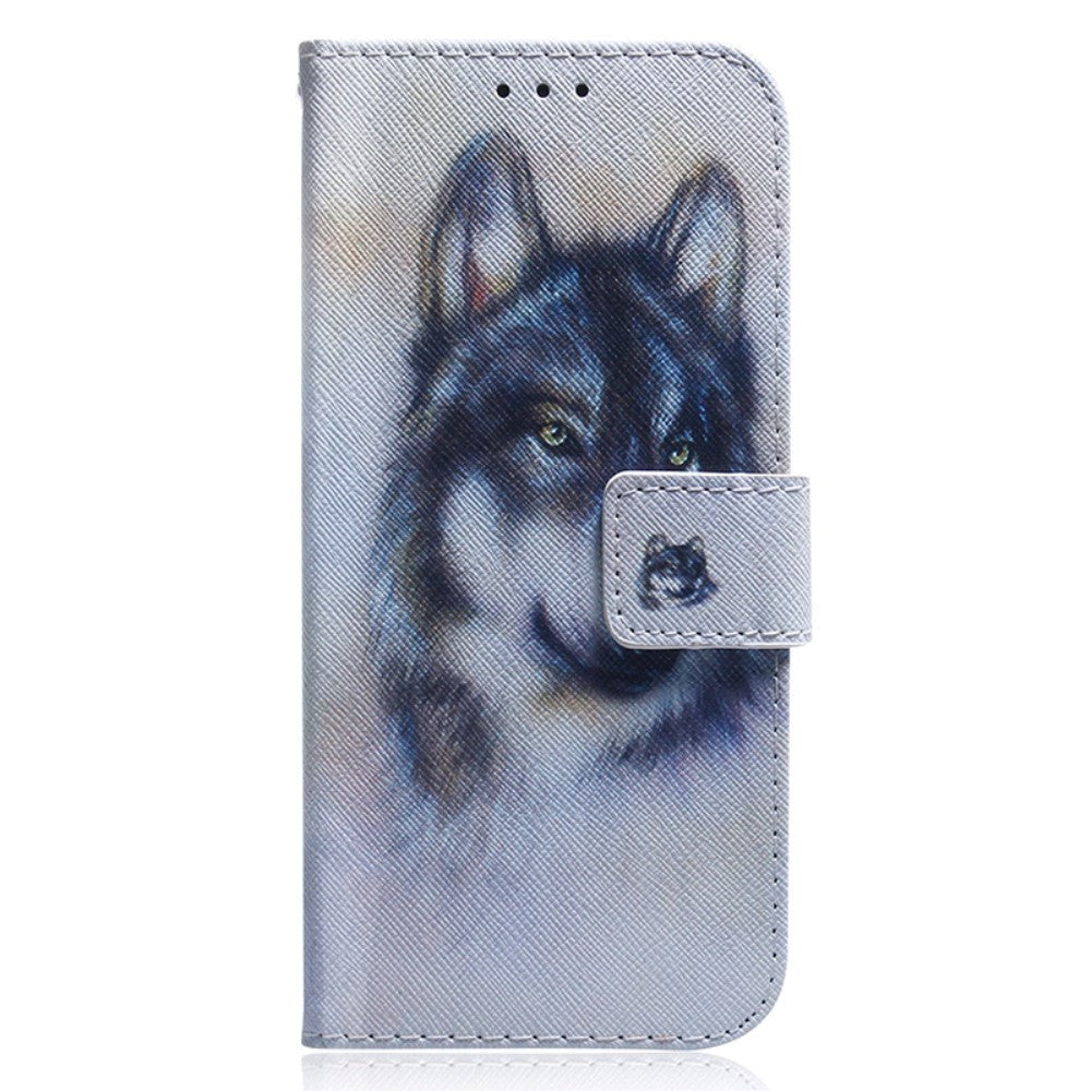 Nokia C22 Leather Wallet Case w. Print - Wolf