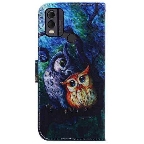 Nokia C22 Leather Wallet Case w. Print - Two Owls