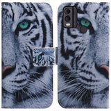 Nokia C22 Leather Wallet Case w. Print - Tiger