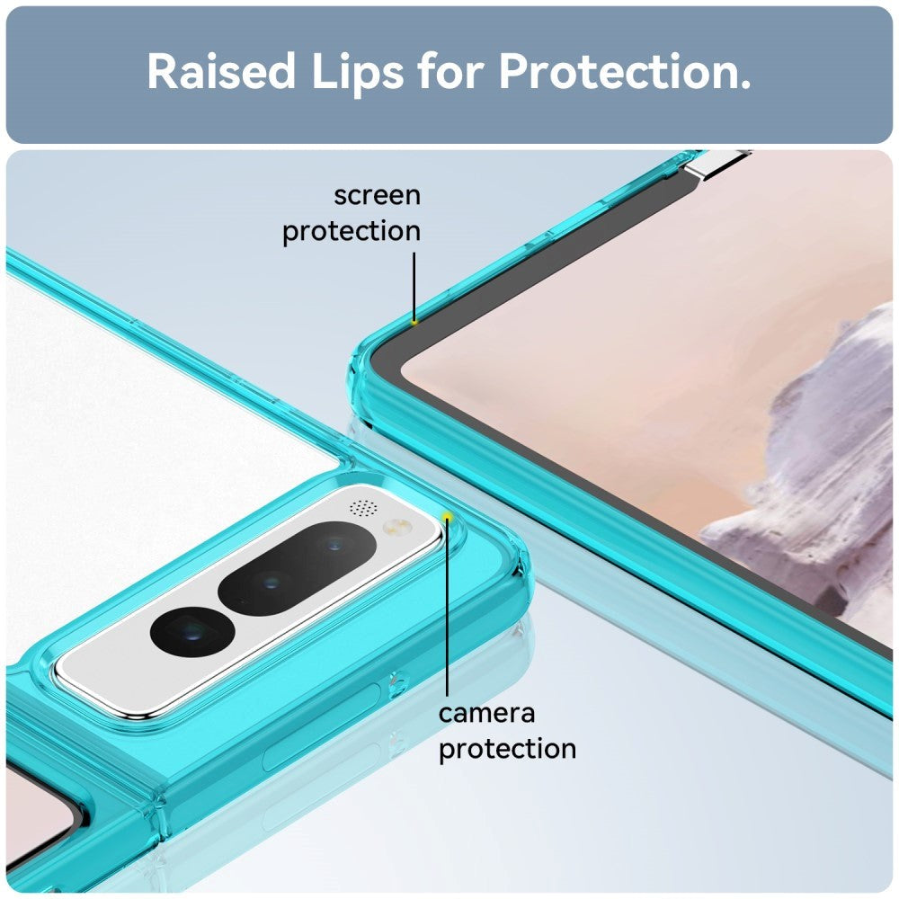 Google Pixel Fold Hybrid Plastic Case - Transparent / Turquoise