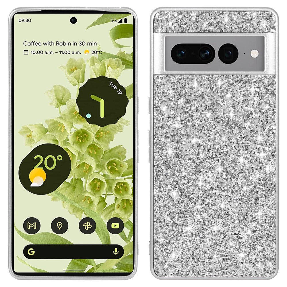 Google Pixel 8 Hard Plastic Case - Glitter - Silver