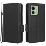 Motorola Edge 40 Litchi Leather Wallet Case - Black