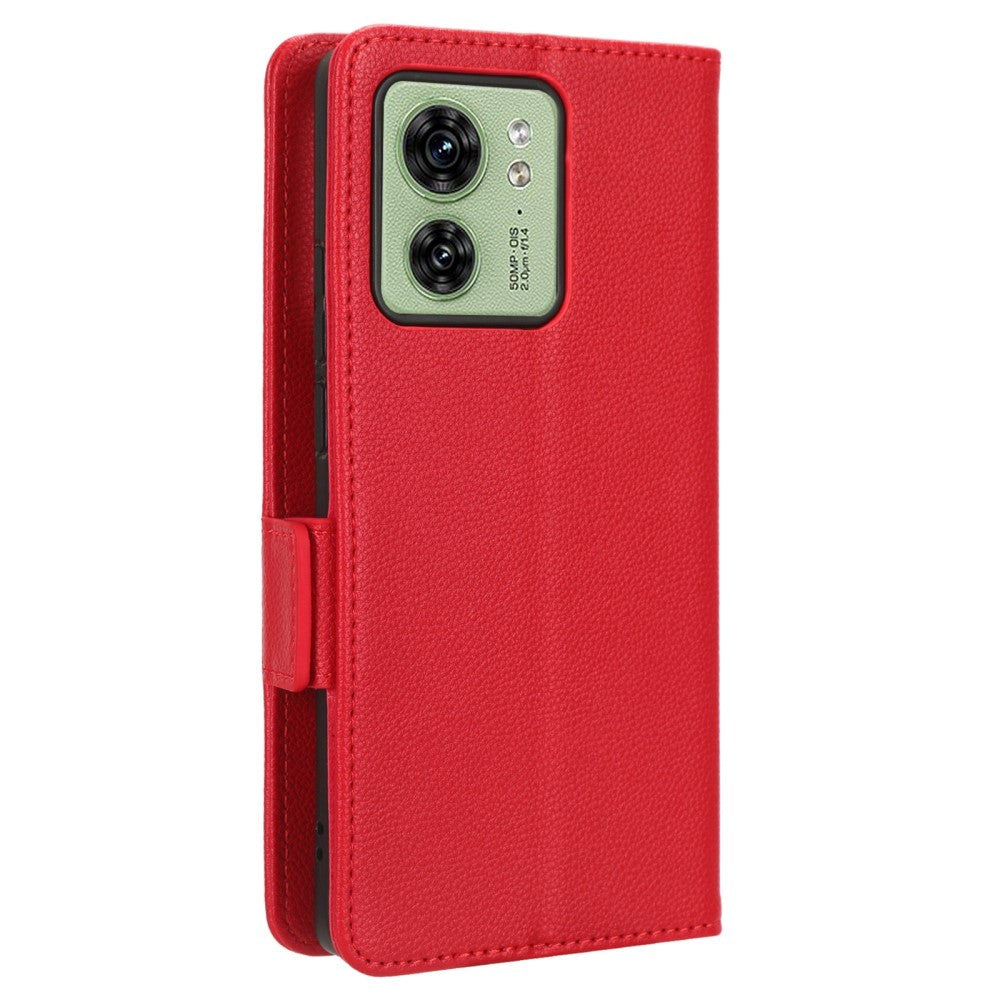 Motorola Edge 40 Litchi Leather Wallet Case - Red