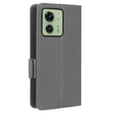 Motorola Edge 40 Litchi Leather Wallet Case - Grey