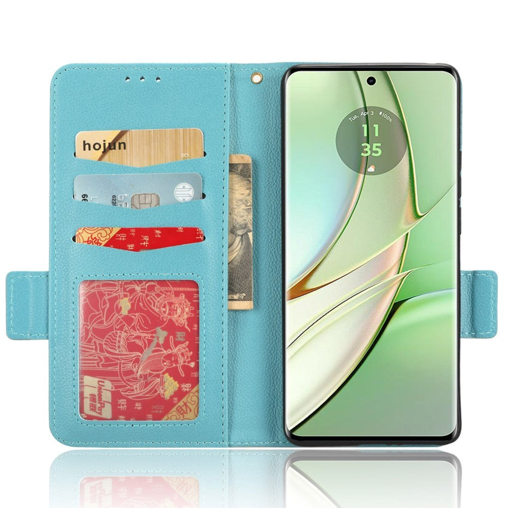 Motorola Edge 40 Litchi Leather Wallet Case - Baby Blue