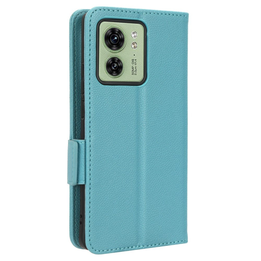 Motorola Edge 40 Litchi Leather Wallet Case - Baby Blue