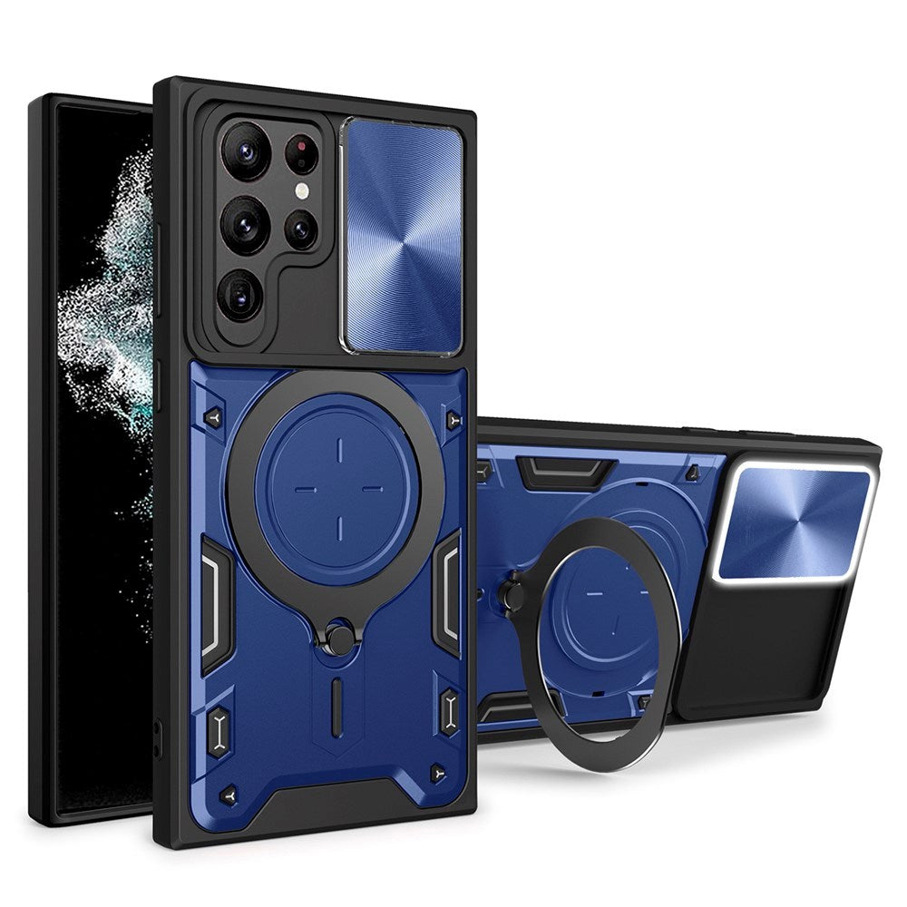 EIDERWOOD Samsung Galaxy S22 Ultra Rugged Case with Kickstand & Cam Slider - Blue