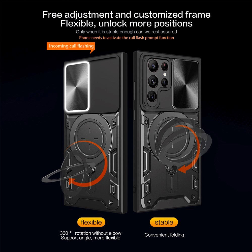 EIDERWOOD Samsung Galaxy S22 Ultra Rugged Case with Kickstand & Cam Slider - Pink