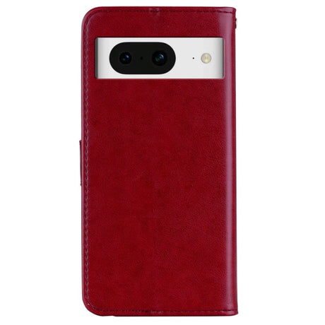 Google Pixel 8 Owl & Rhinestone Leather Wallet Case - Red