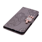 Google Pixel 8 Owl & Rhinestone Leather Wallet Case - Brown