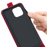 iPhone 15 Vertical Leather Flip Case w. Card Holder - Red