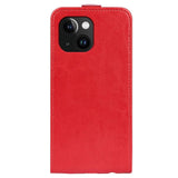 iPhone 15 Vertical Leather Flip Case w. Card Holder - Red