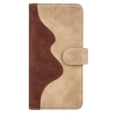 iPhone 15 Multicolored Leather Flip Cover w. Card Holder - Light / Dark Brown