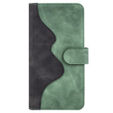 iPhone 15 Multicolored Leather Flip Cover w. Card Holder - Black / Green