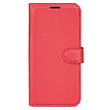 iPhone 15 Pro Max Litchi Leather Case w. Wallet - Red