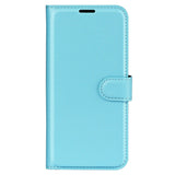 iPhone 15 Pro Max Litchi Leather Case w. Wallet - Blue