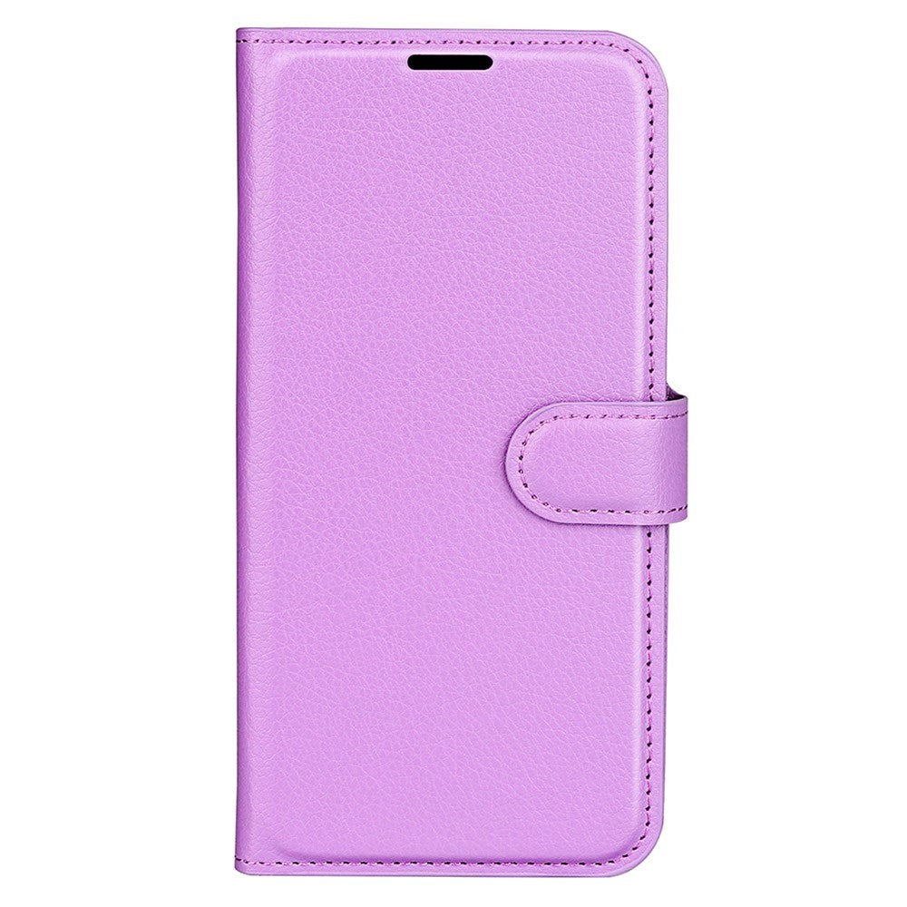 iPhone 15 Pro Max Litchi Leather Case w. Wallet - Purple