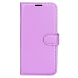 iPhone 15 Pro Max Litchi Leather Case w. Wallet - Purple