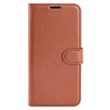 iPhone 15 Pro Max Litchi Leather Case w. Wallet - Brown