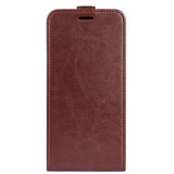 iPhone 15 Pro Max Vertical Leather Flip Case w. Card Holder - Brown