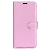 iPhone 15 Pro Litchi Leather Case w. Wallet - Pink