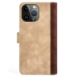 iPhone 15 Pro Multicolored Leather Flip case with Card Holder - Dark / Light Brown