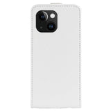 iPhone 15 Plus Vertical Leather Flip Cover w. Card Holder - White