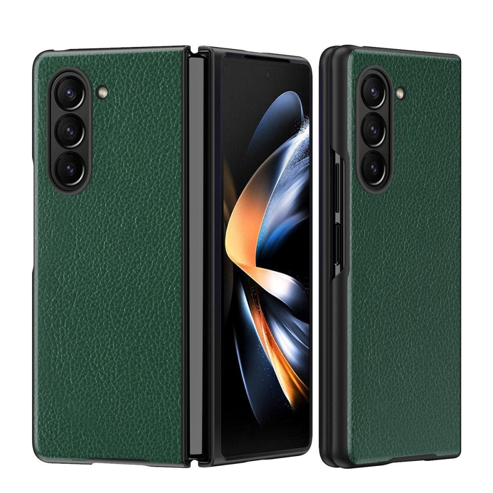 Samsung Galaxy Z Fold5 5G Litchi Leather Case - Green