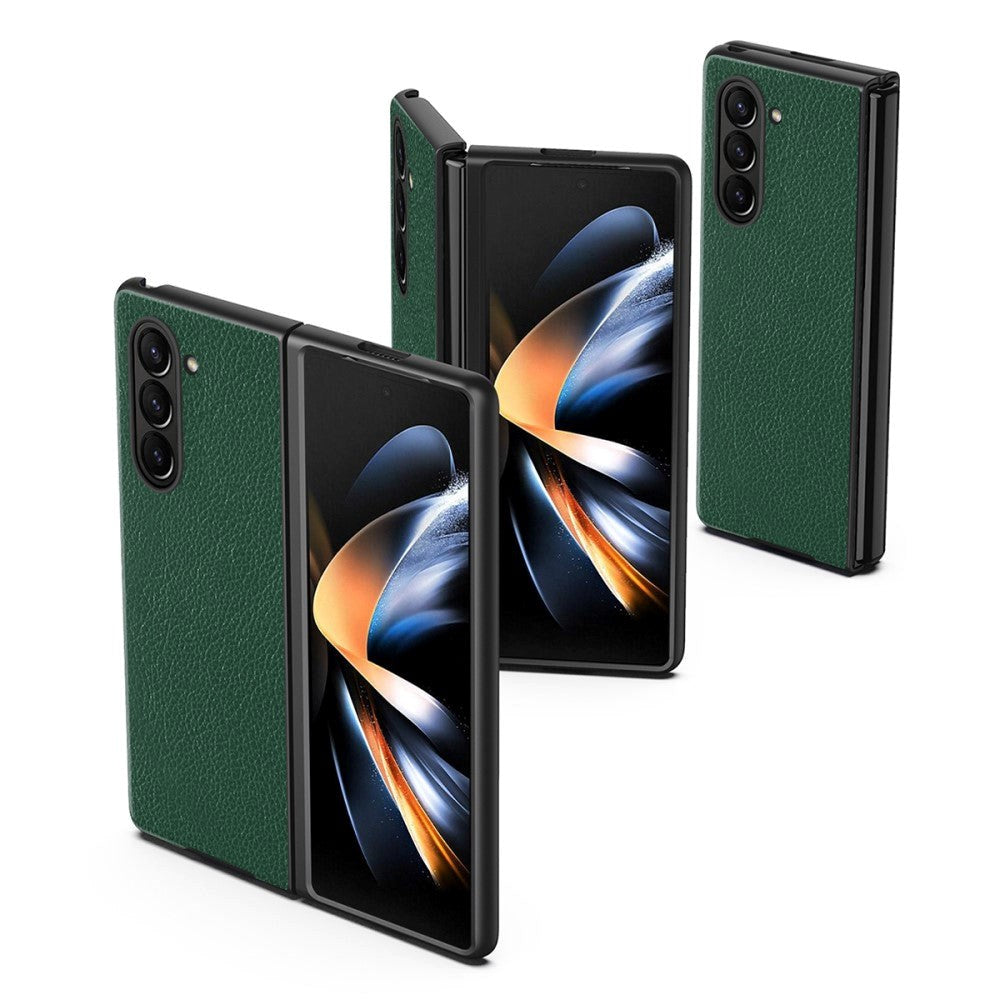 Samsung Galaxy Z Fold5 5G Litchi Leather Case - Green