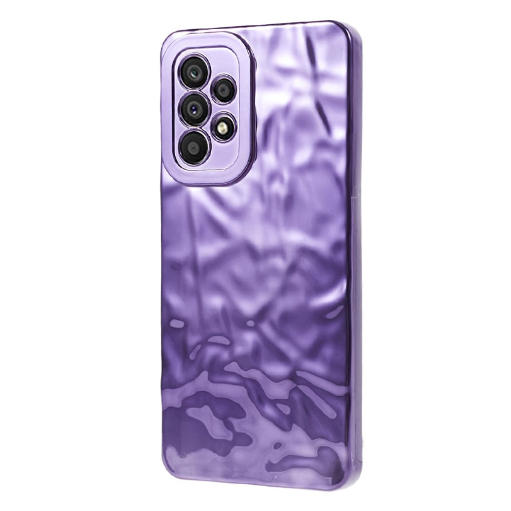 Samsung Galaxy A52s (5G) / A52 (4G / 5G) Shiny Flexible Plastic Back Case - Wavy Design - Purple