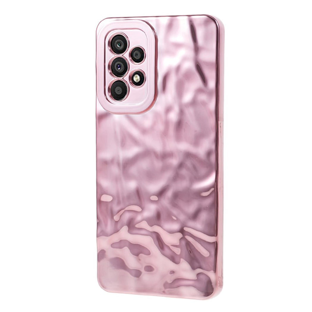 Samsung Galaxy A23 / A23 (5G) Shiny Flexible Plastic Back Case - Wavy Design - Rose Gold