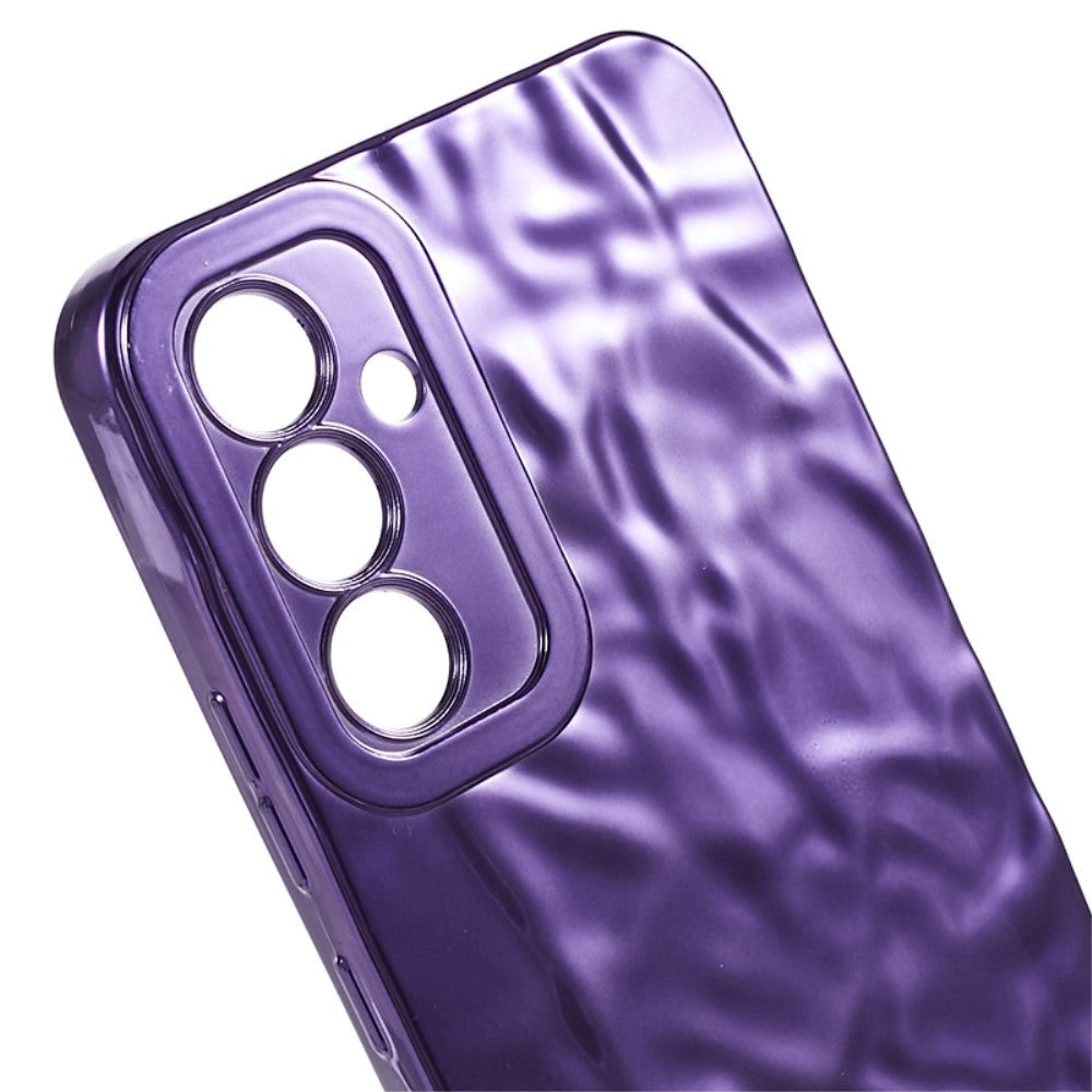 Samsung Galaxy A24 Shiny Flexible Plastic Back Case - Wavy Design - Purple