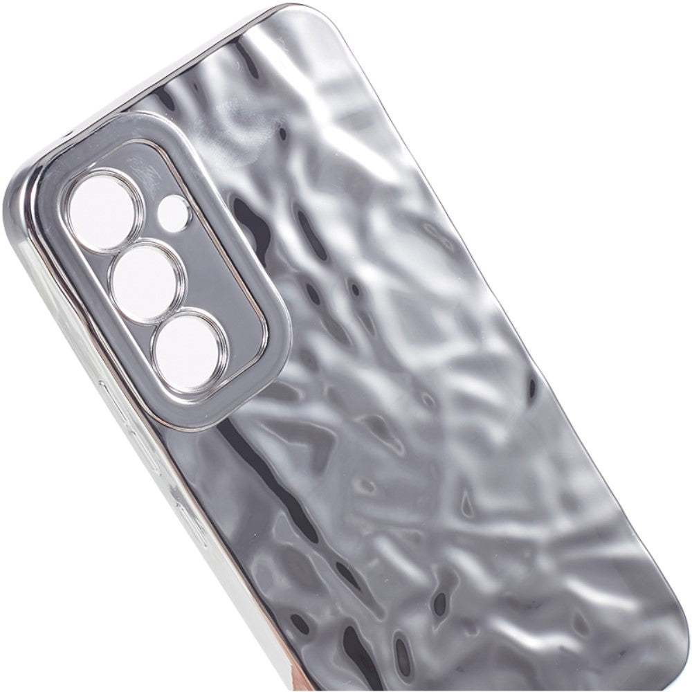 Samsung Galaxy A24 Shiny Flexible Plastic Back Case - Wavy Design - Silver