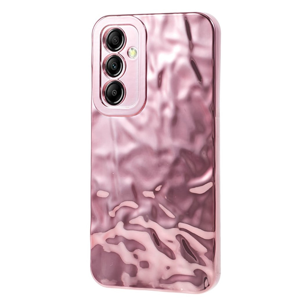 Samsung Galaxy A24 Shiny Flexible Plastic Back Case - Wavy Design - Rose Gold