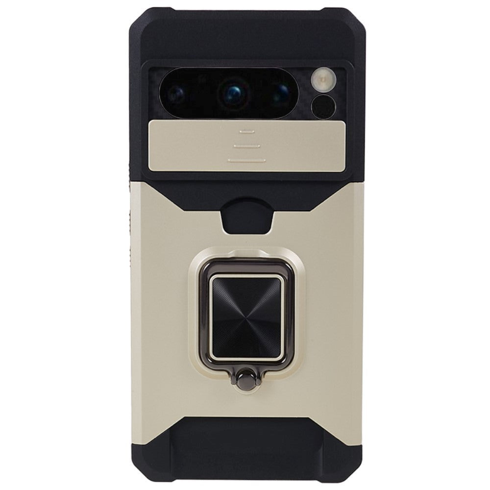 Google Pixel 8 Pro Tough Case w. Magnetic Kickstand, Card Holder & Cam Slider - Gold