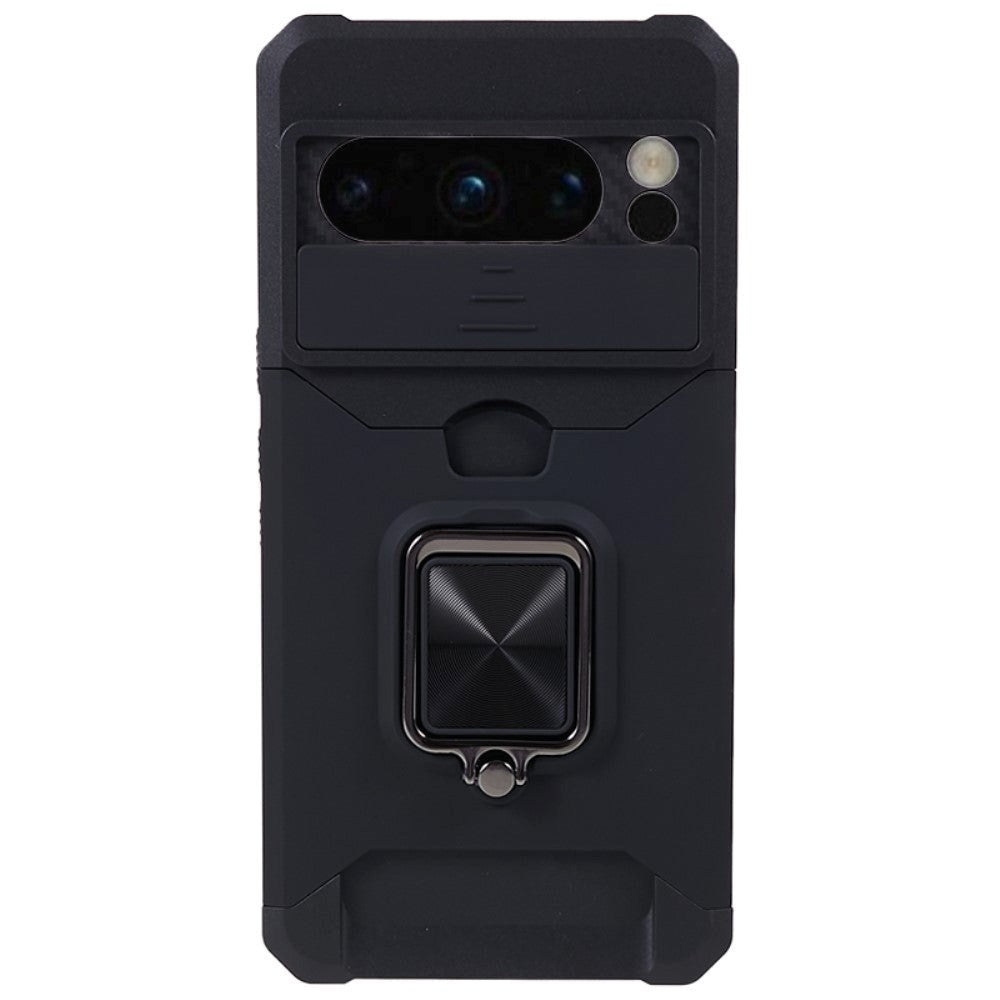 Google Pixel 8 Pro Tough Case w. Magnetic Kickstand, Card Holder & Cam Slider - Black