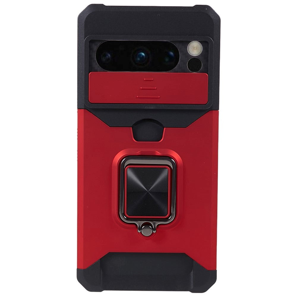 Google Pixel 8 Pro Tough Case w. Magnetic Kickstand, Card Holder & Cam Slider - Red