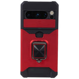 Google Pixel 8 Pro Tough Case w. Magnetic Kickstand, Card Holder & Cam Slider - Red