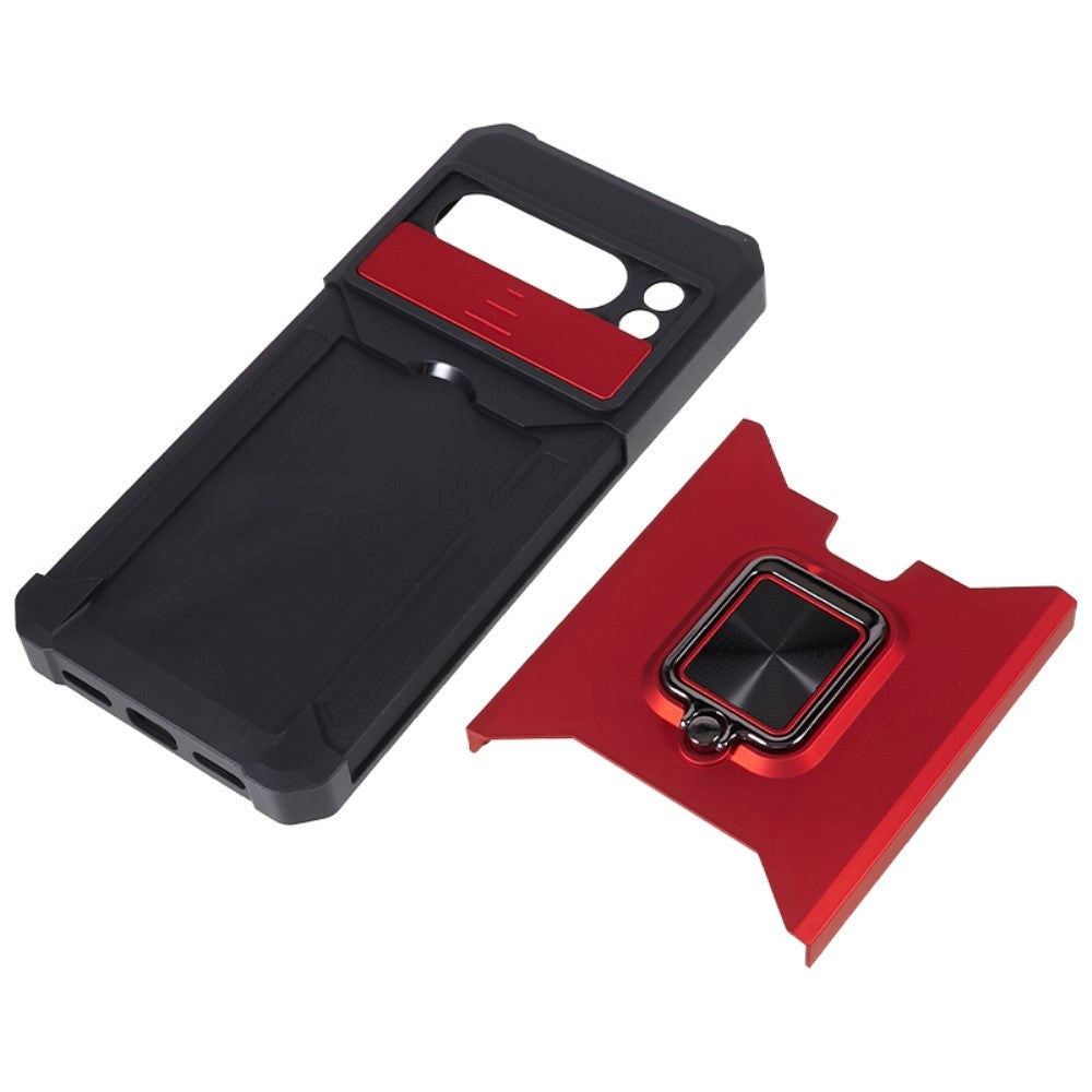 Google Pixel 8 Pro Tough Case w. Magnetic Kickstand, Card Holder & Cam Slider - Red