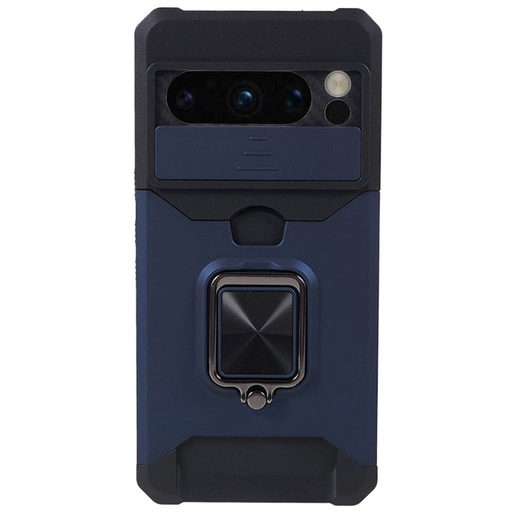 Google Pixel 8 Pro Tough Case w. Magnetic Kickstand, Card Holder & Cam Slider - Blue