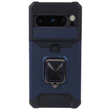 Google Pixel 8 Pro Tough Case w. Magnetic Kickstand, Card Holder & Cam Slider - Blue