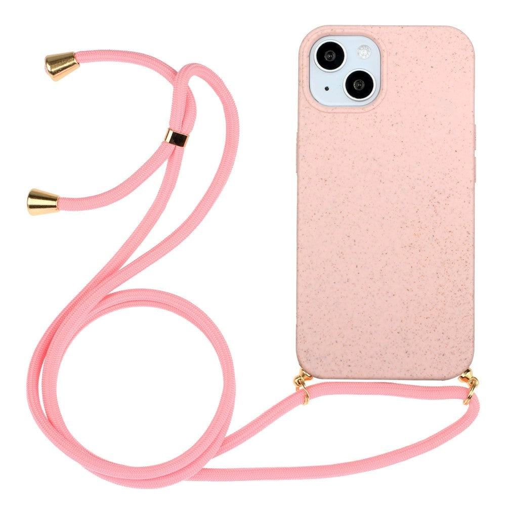 iPhone 15 Flexible Plastic Case with Hand Strap - Pink