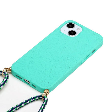 iPhone 15 Flexible Plastic Case with Hand Strap - Turquoise