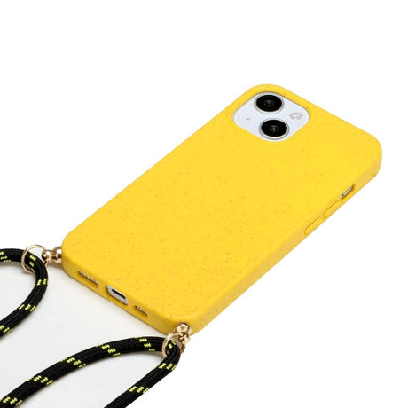 iPhone 15 Flexible Plastic Case with Hand Strap - Yellow